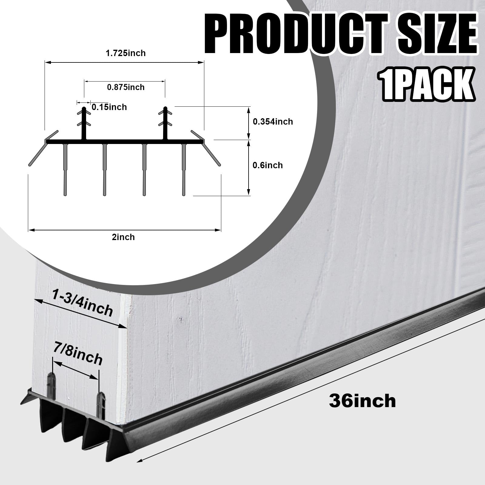Pushglossy kerf door bottom fins side profile highlights durable PVC for long-lasting weather protection.