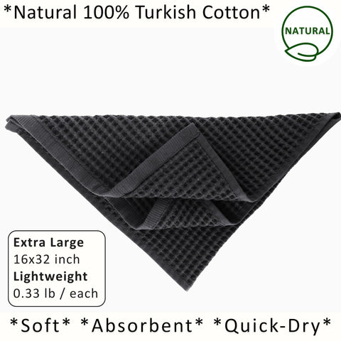 Puskul hand towel with luxe waffle weave offers quick-dry and soft touch.