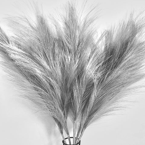 Pusuny gray seven-branch faux pampas grass stems for full vase filler.