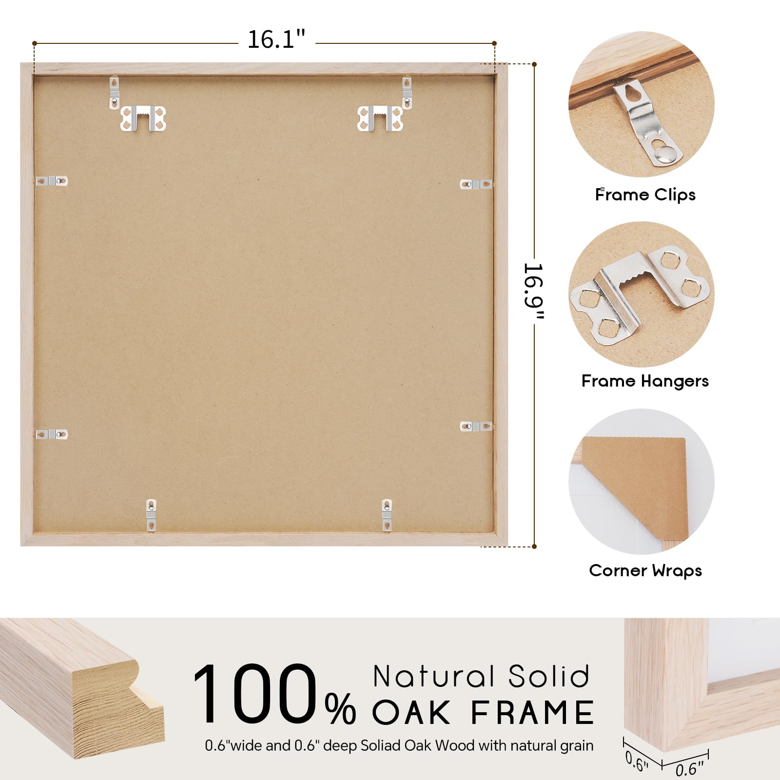 Puthiac 16x16 frame without mat reveals full poster or art.