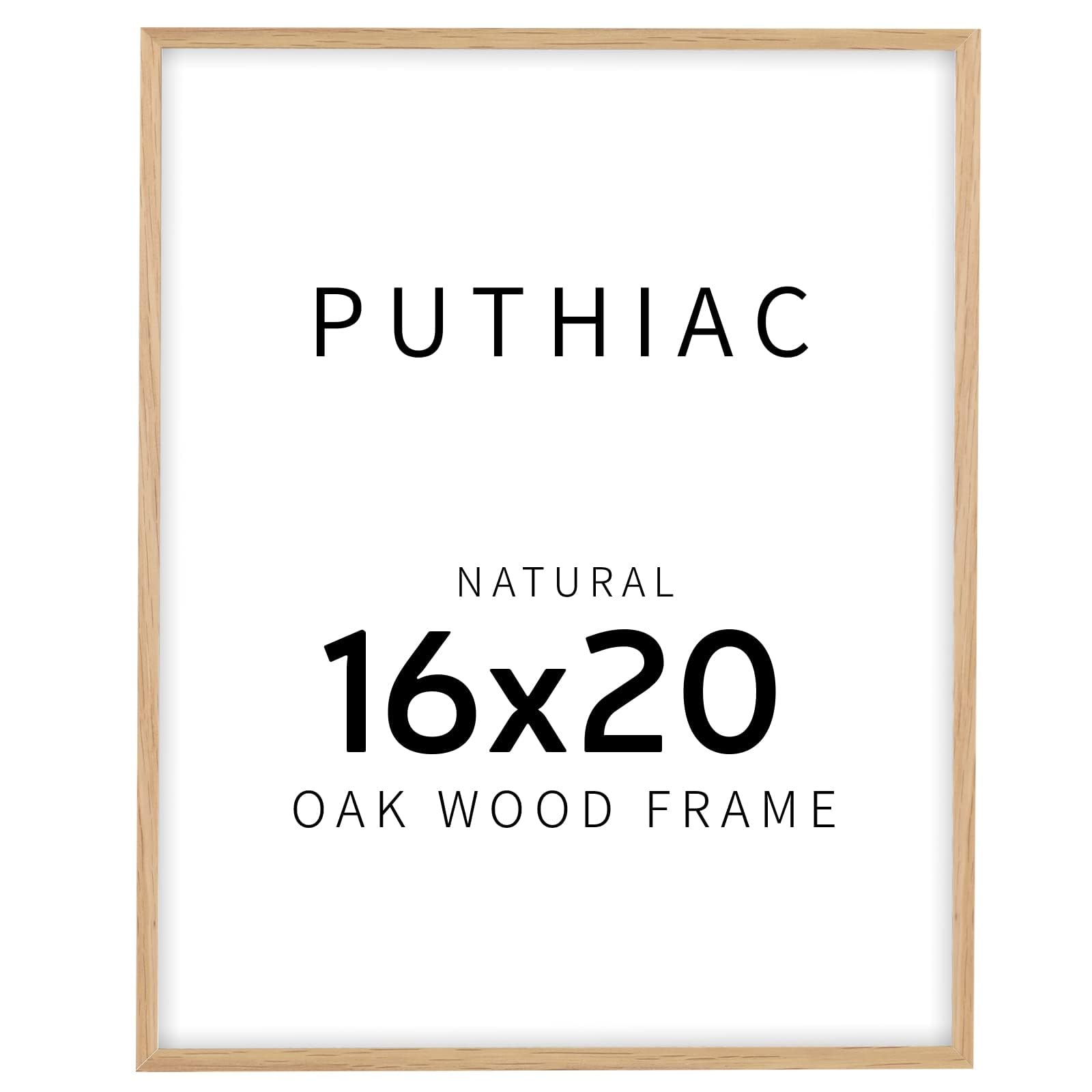Puthiac 16x20 solid oak frame front view showing natural wood grain and clean lines for warm home decor.