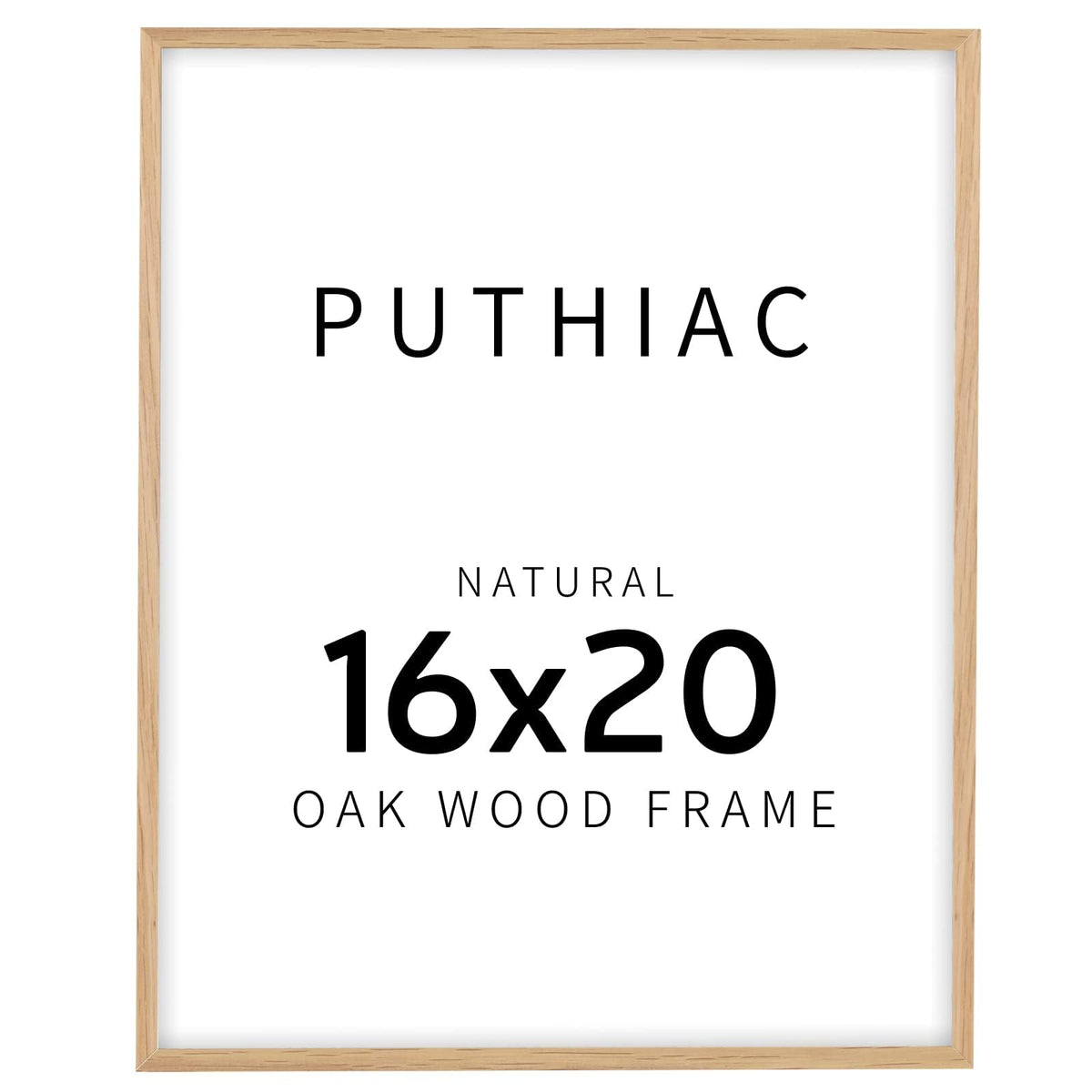 Puthiac 16x20 solid oak frame front view showing natural wood grain and clean lines for warm home decor.