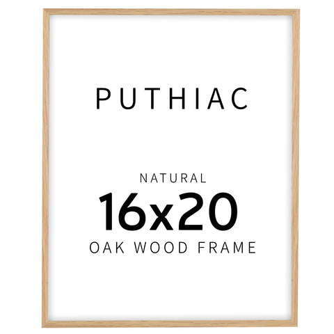 Puthiac 16x20 solid oak frame front view showing natural wood grain and clean lines for warm home decor.