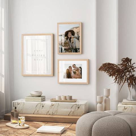 Puthiac three-pack solid oak frames for cohesive wall displays