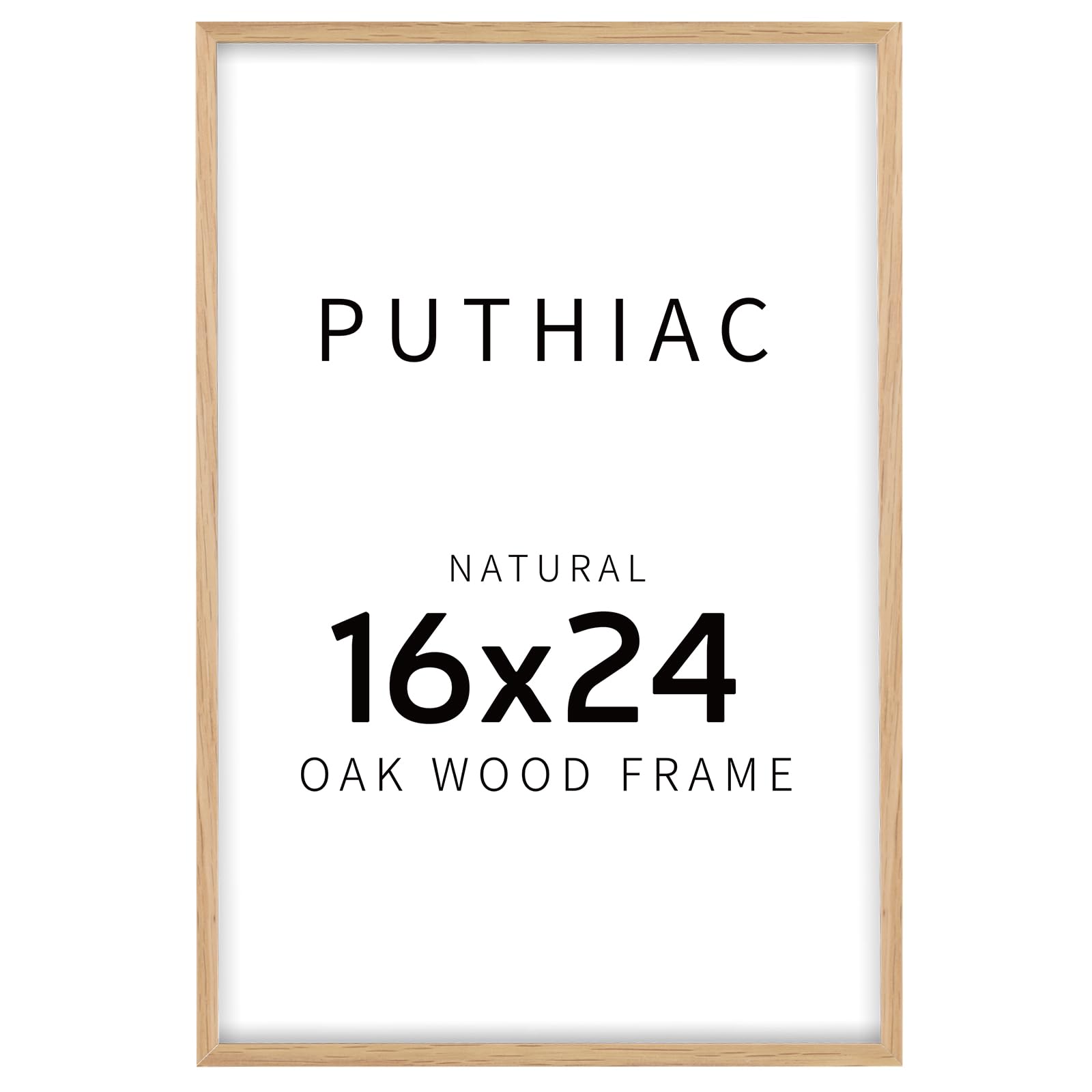 puthiac solid oak frame 16x24 front view showcases natural grain for a warm wall display