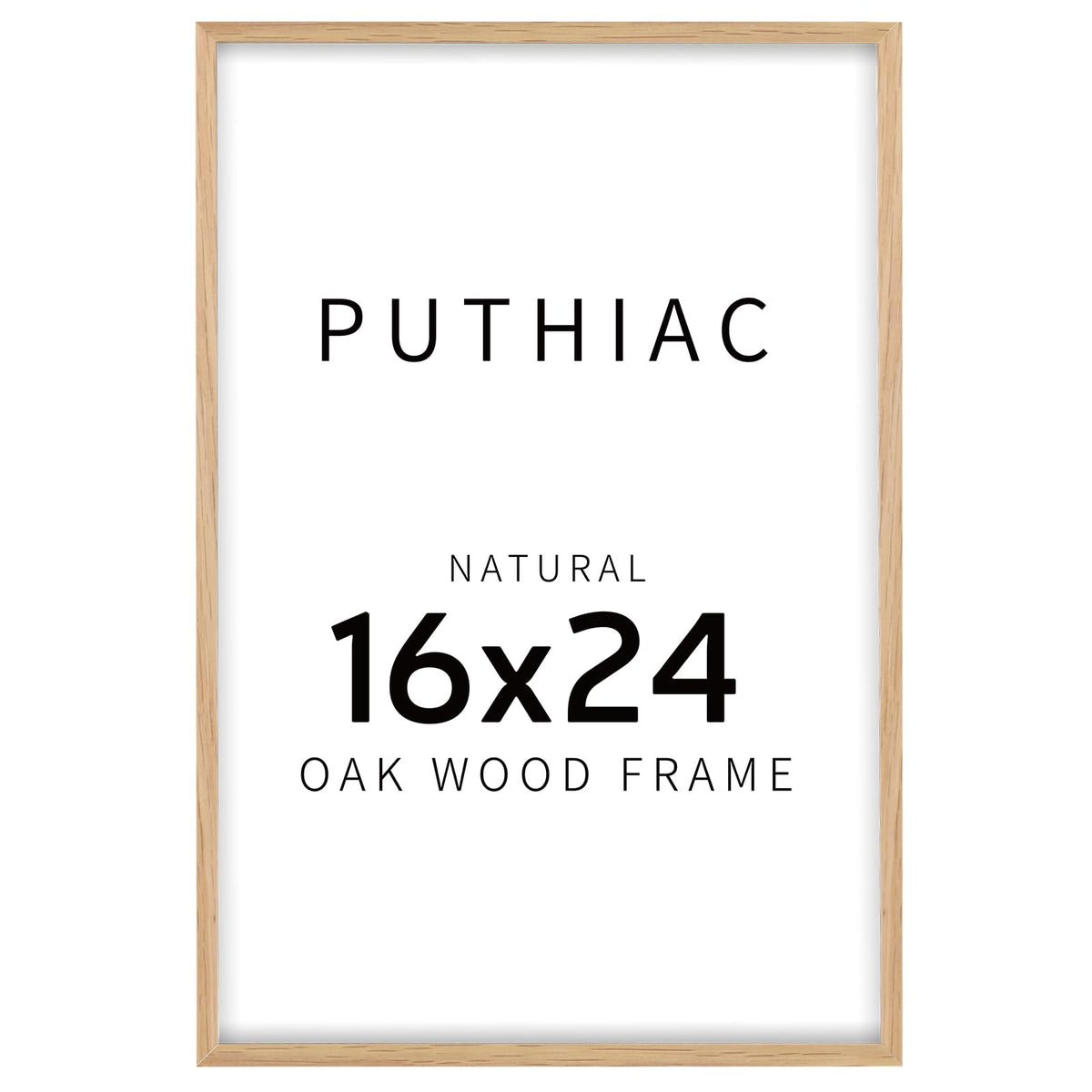 puthiac solid oak frame 16x24 front view showcases natural grain for a warm wall display