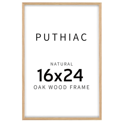 puthiac solid oak frame 16x24 front view showcases natural grain for a warm wall display