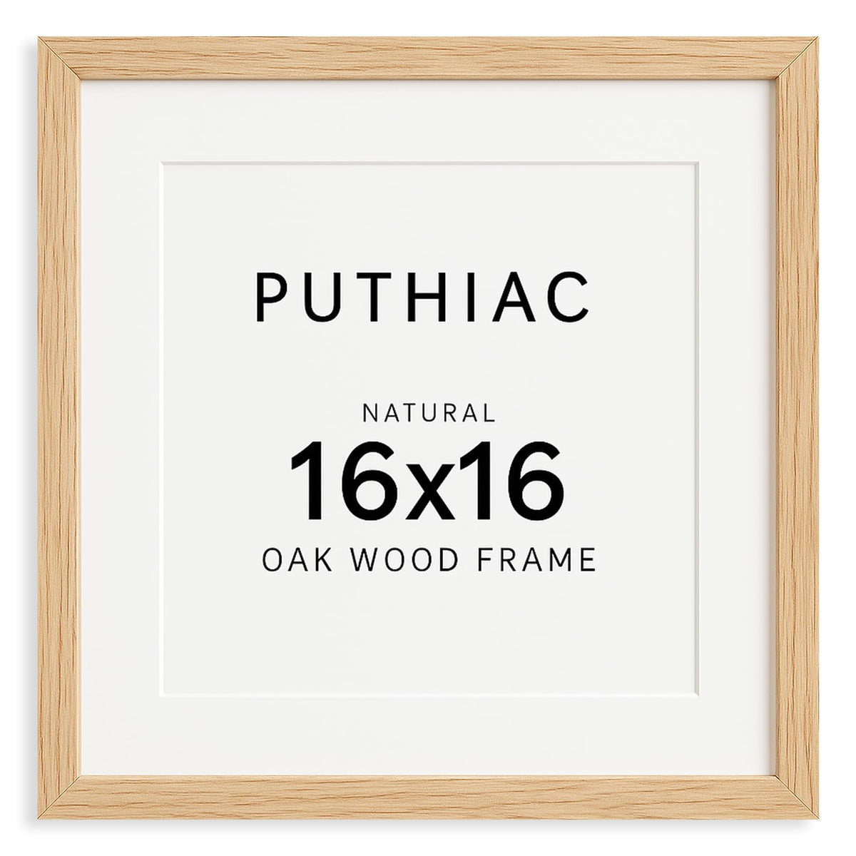 Puthiac solid oak frame front shows warm natural grain for wall display.