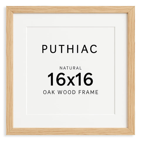 Puthiac solid oak frame front shows warm natural grain for wall display.