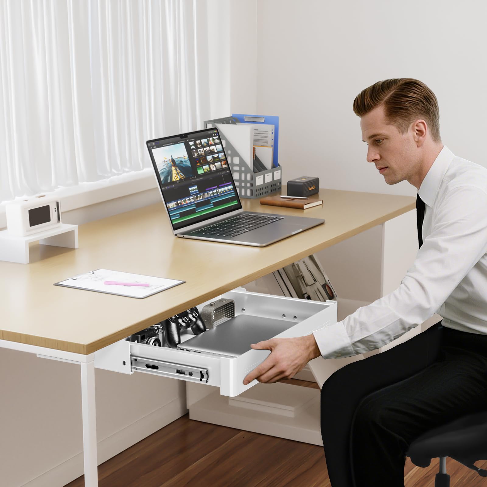PUTORSEN under-desk drawer smooth glide track for quiet operation