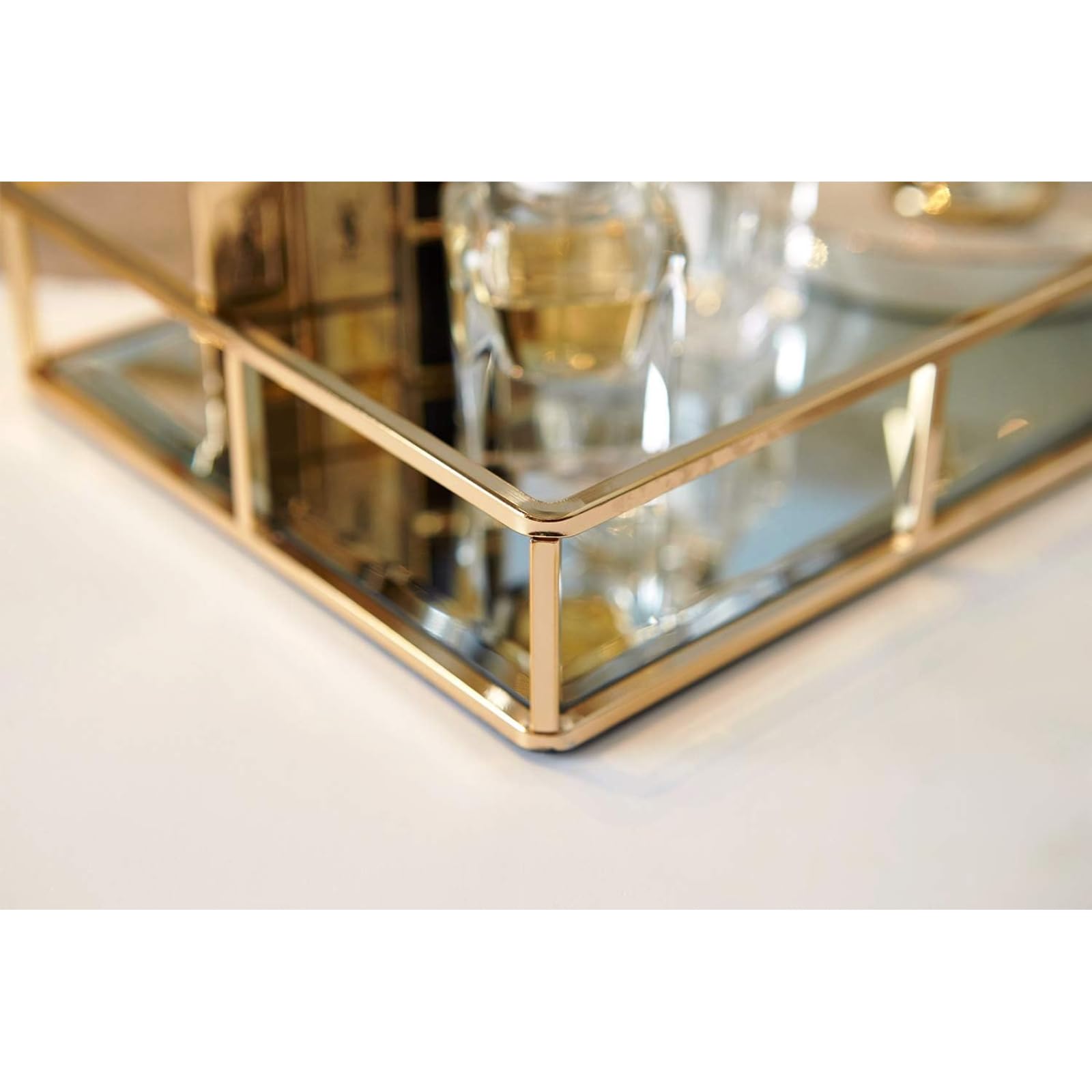 PuTwo makeup-tray golden organizer for cosmetics and daily essentials