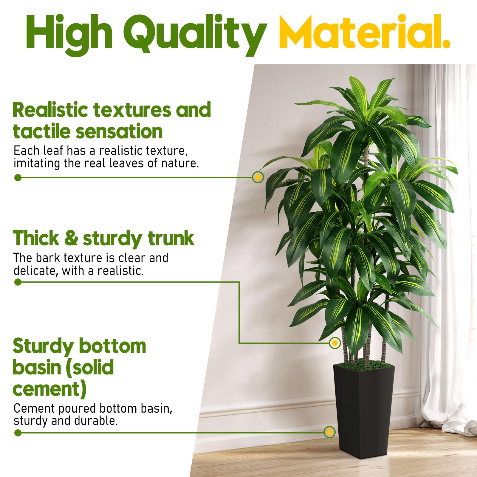 PUUKU 5ft artificial dracaena tree bark texture for authentic interiors