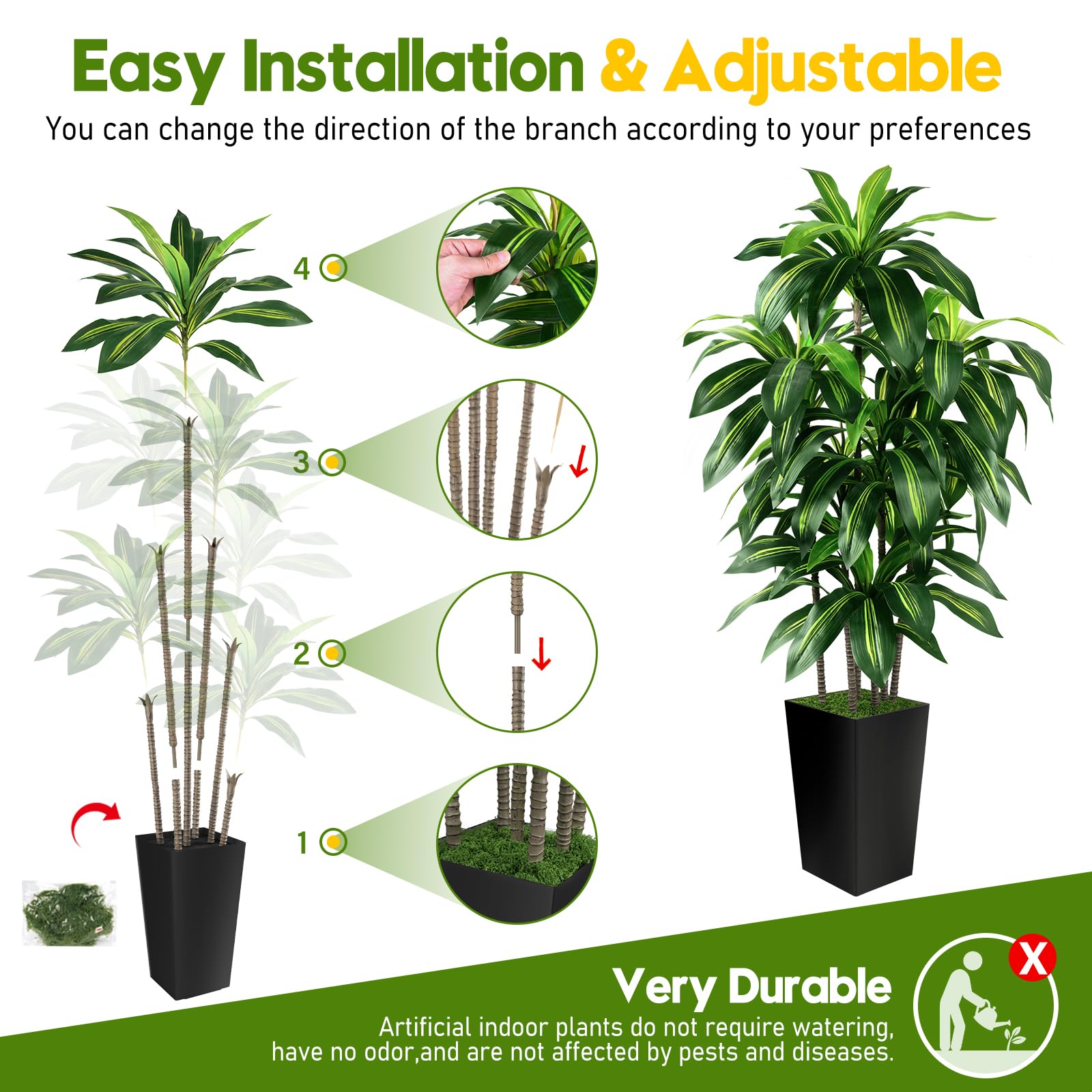 PUUKU easy assemble dracaena tree for quick setup