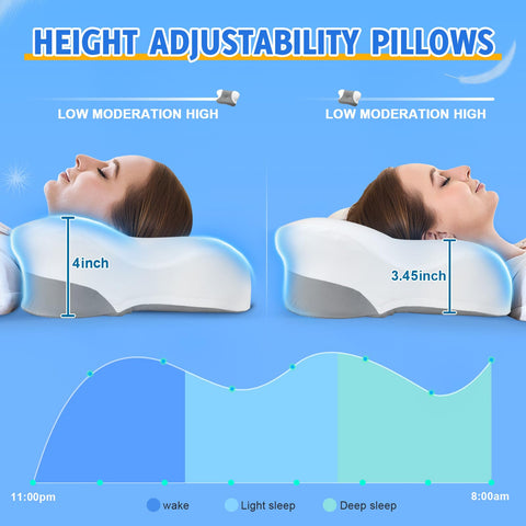 Puzzlandia adjustable-height pillow switches between 4 inches and 3.45 inches