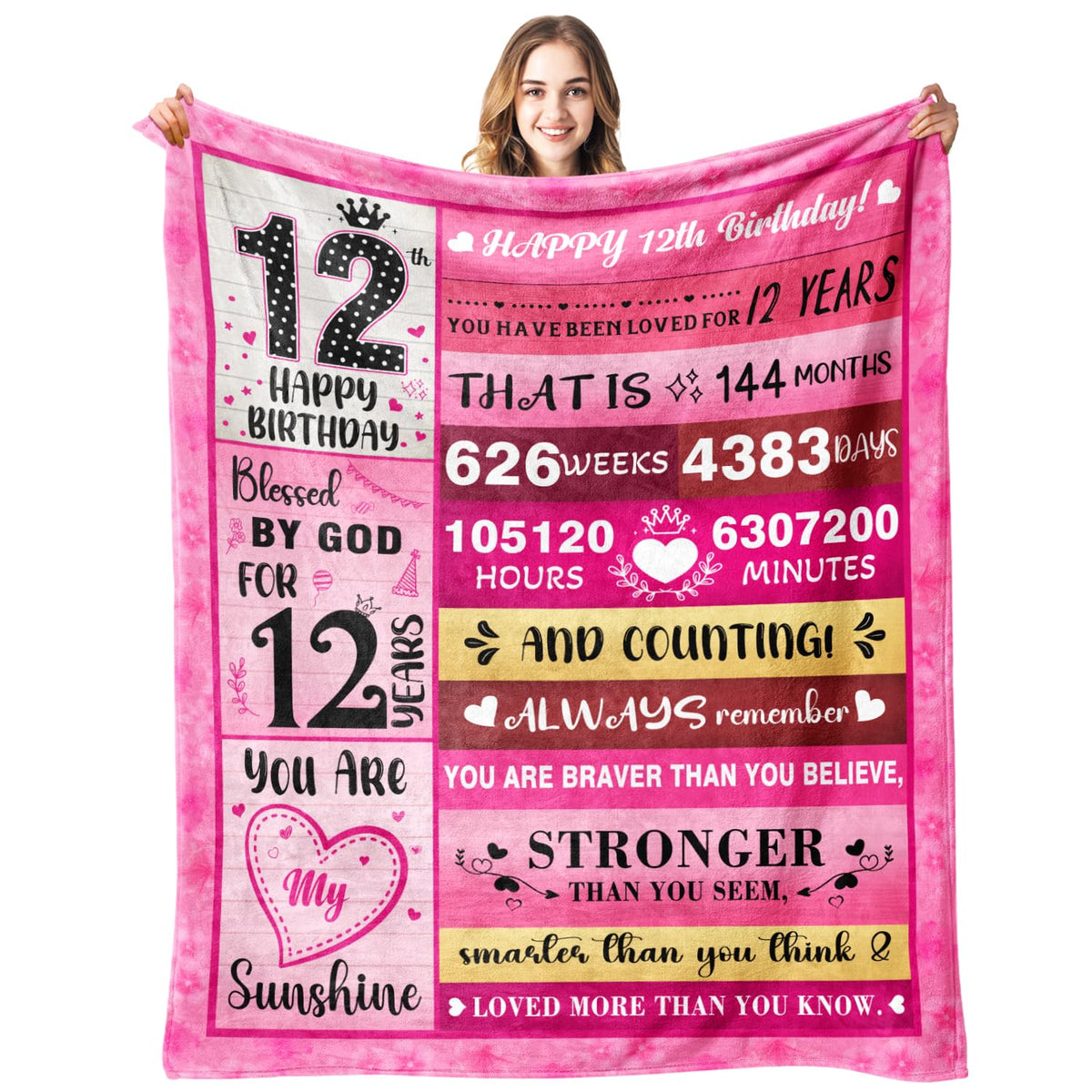 PVDSAVE 12-year-old girl blanket with words design offers inspiring gifting vibes.