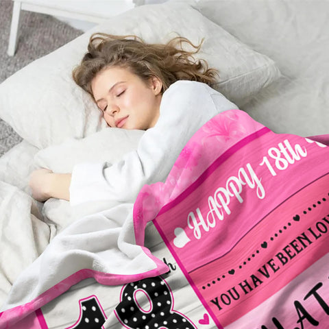 PVDSAVE 18th birthday decor banner complements the blanket for festive setup.