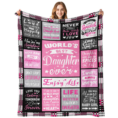 PVDSAVE Daughter Life Blanket 50x60 on sofa for cozy warmth.