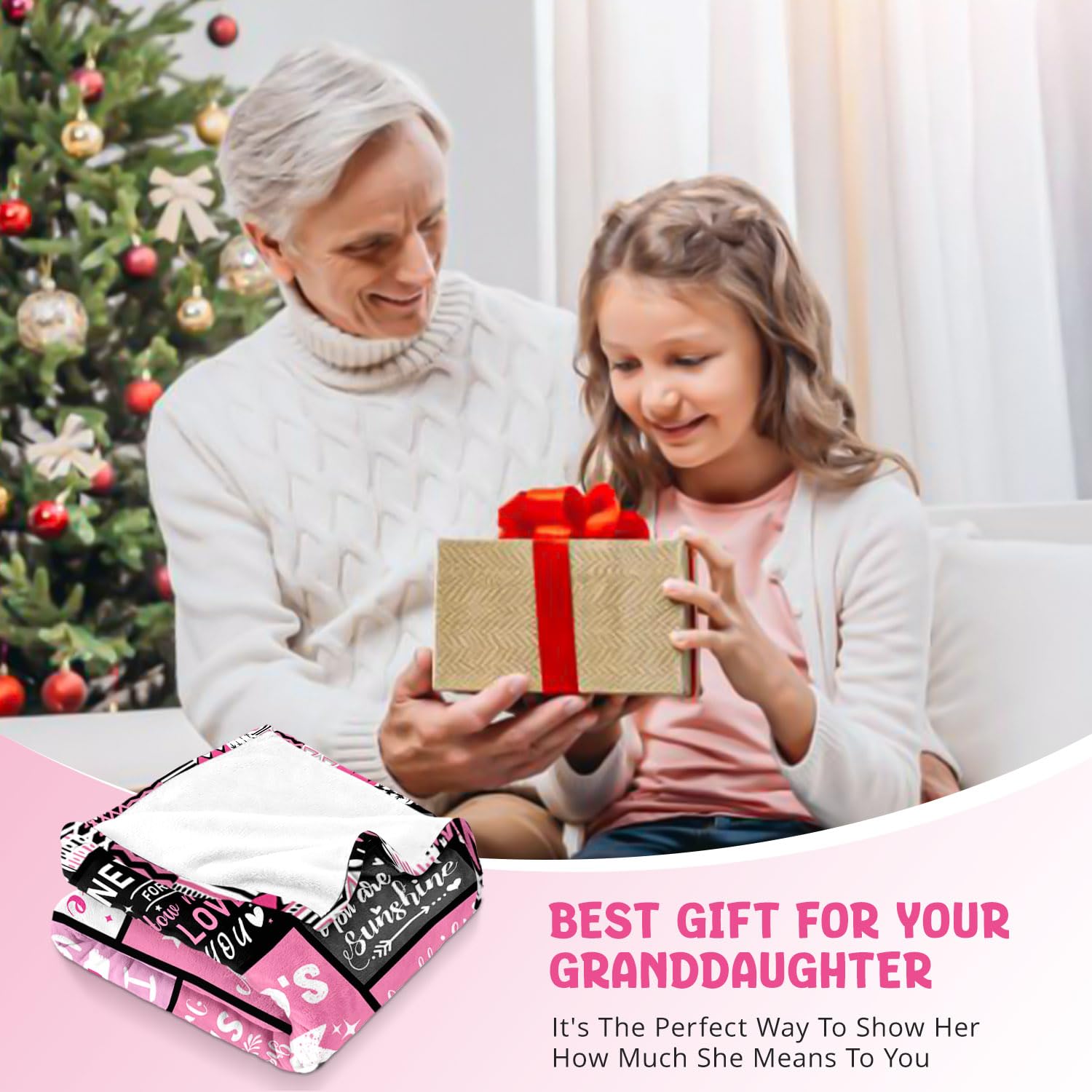 PVDSAVE Granddaughter Gift pink flannel close-up showing ultra-soft texture.