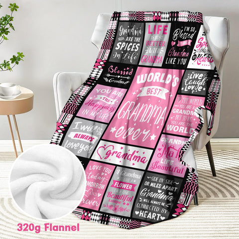 PVDSAVE Grandmother Life Blanket close-up reveals fade-resistant fabric quality.