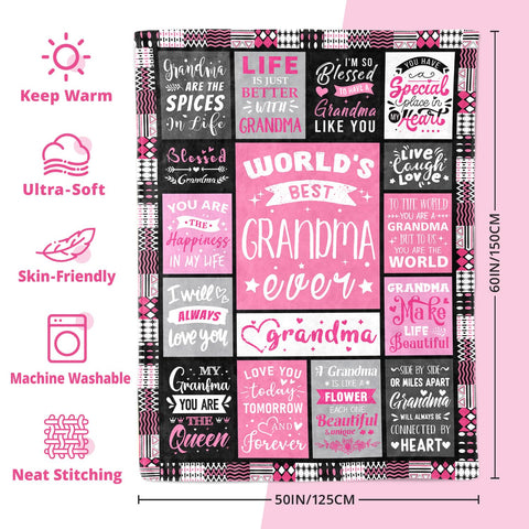 PVDSAVE Grandmother Life Blanket measures 50x60 inches for versatile use.