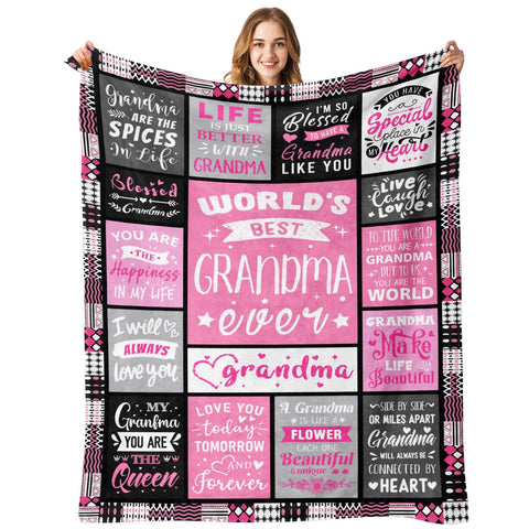 PVDSAVE Grandmother Life Blanket in soft flannel offers cozy warmth on the sofa.