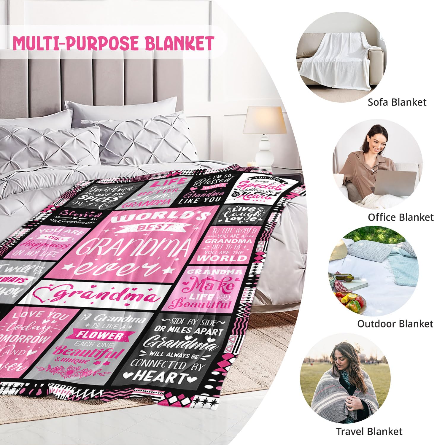 PVDSAVE Grandmother Life Blanket on the couch supports movie nights and family time.