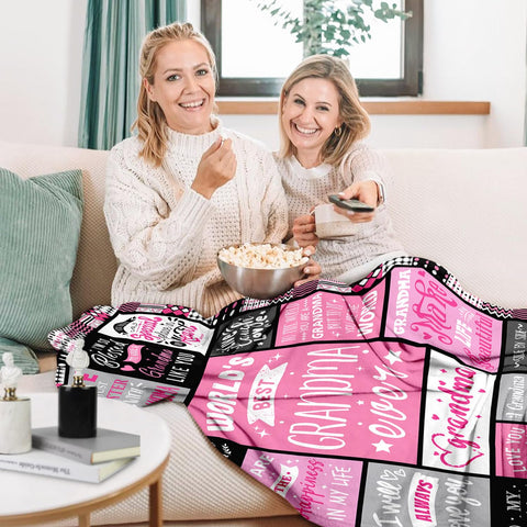 PVDSAVE Grandmother Life Blanket draped on a couch adds stylish, cozy decor.