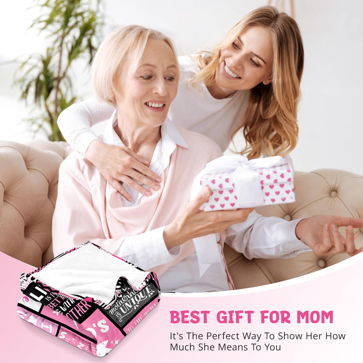 PVDSAVE Moms Blanket cozy wrap on sofa for relaxed evenings