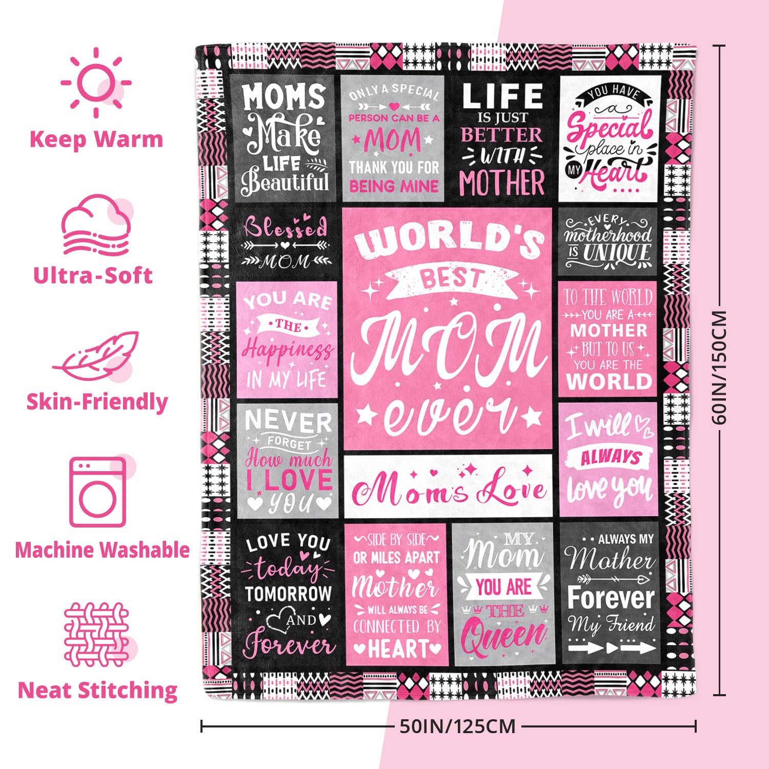 PVDSAVE Moms Blanket fade-resistant fabric stays vibrant over time