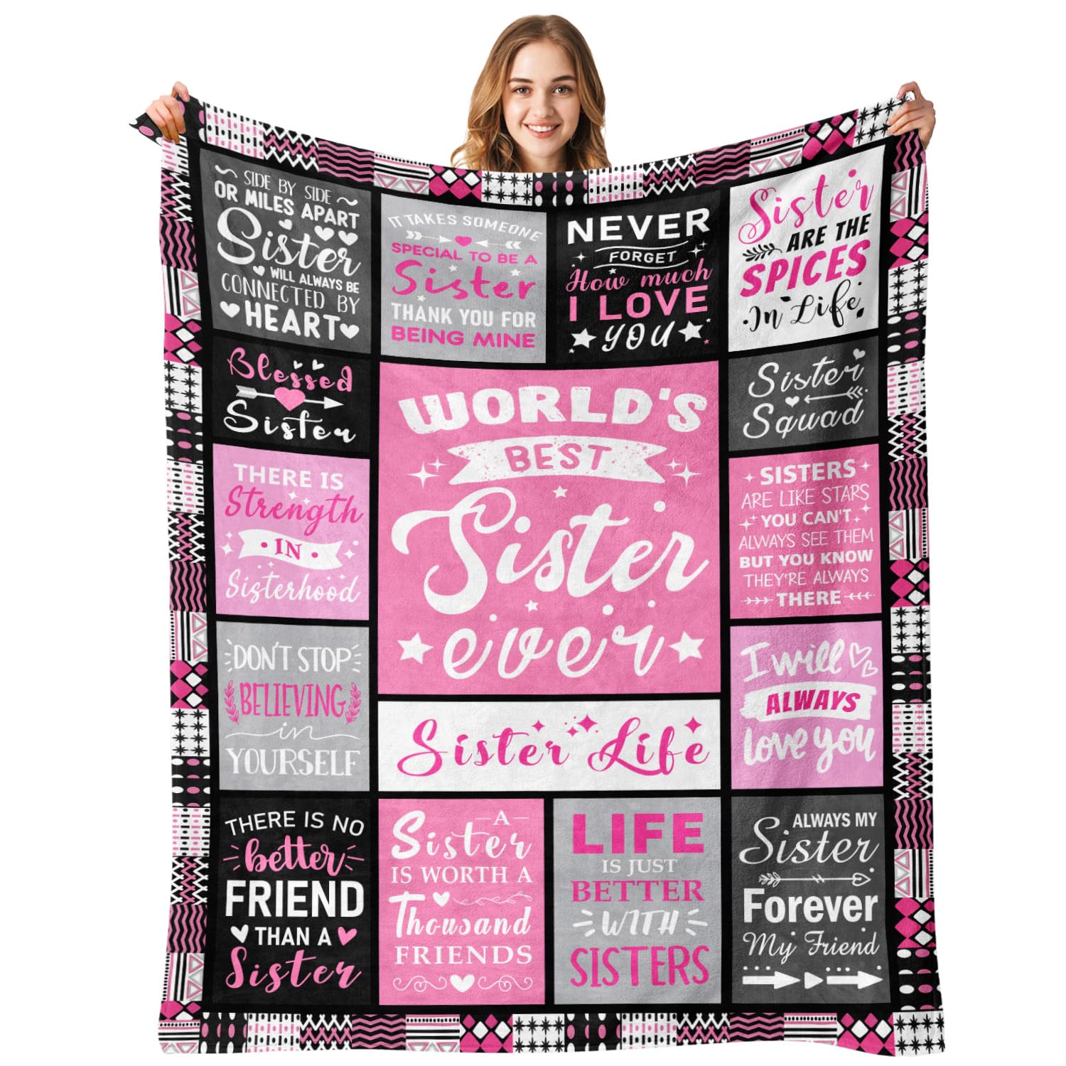 PVDSAVE Sisters Life Blanket 50x60 on a couch delivers cozy warmth.