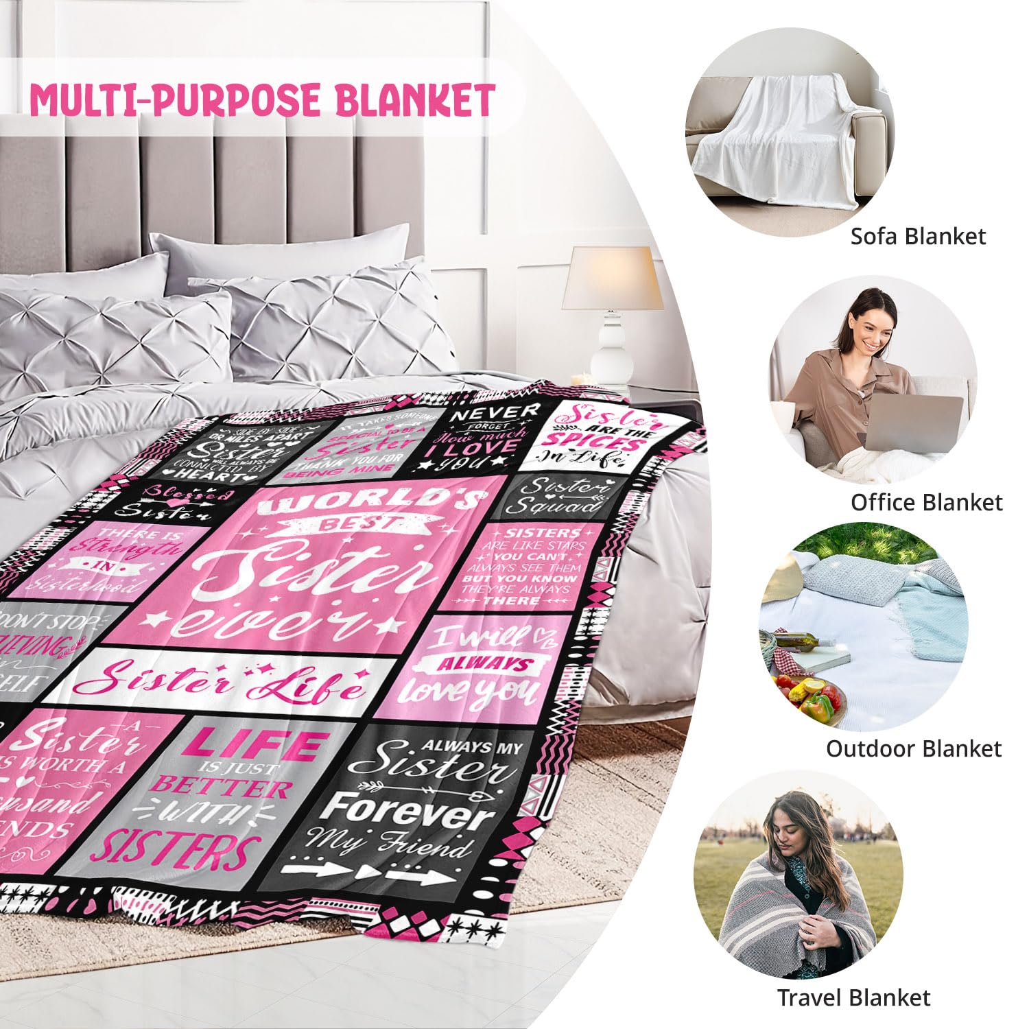 PVDSAVE Valentine’s Day sister gift blanket for cozy evenings.