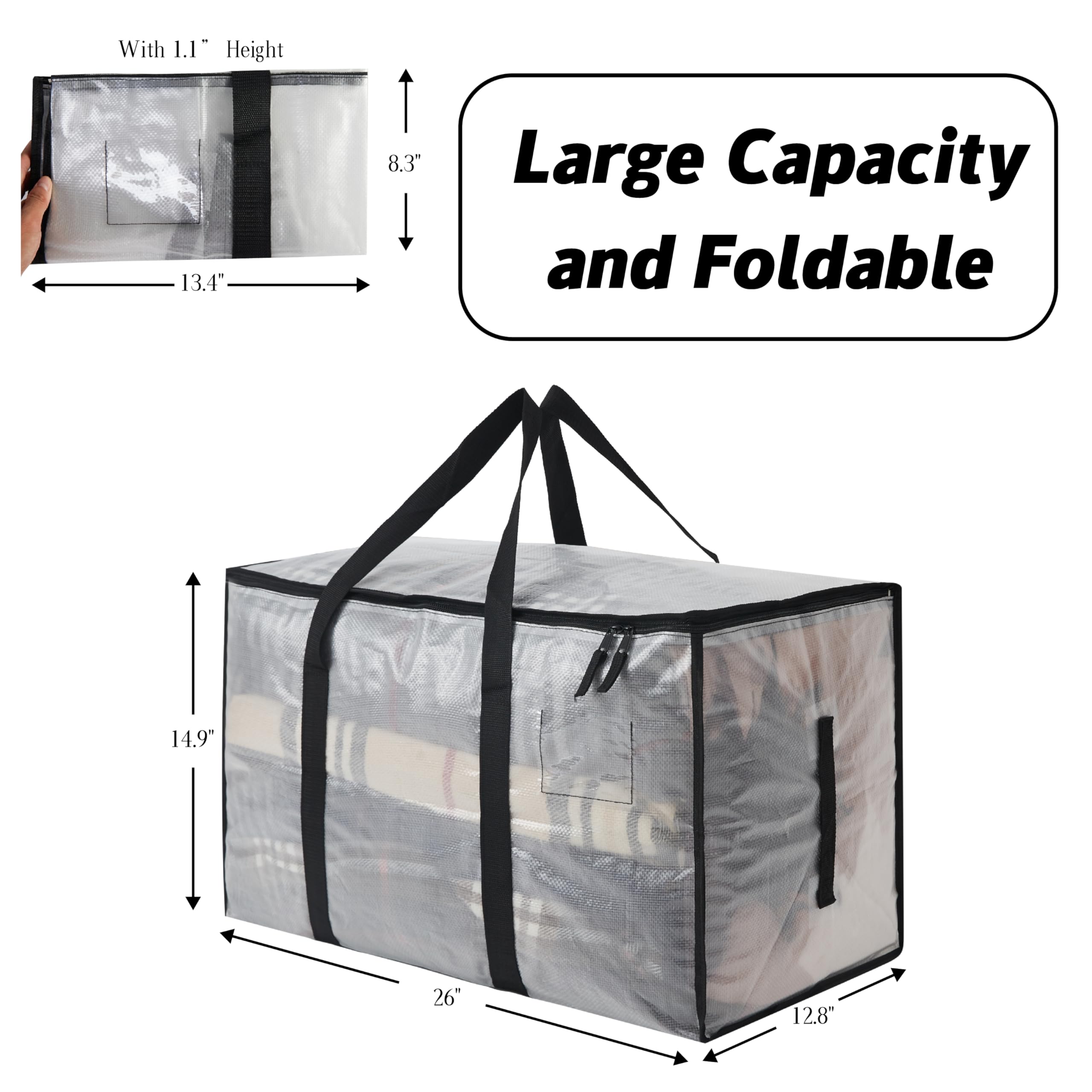 PWRSC bag collapses flat for compact storage when empty
