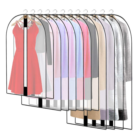 Pwsap 12-pack breathable garment bags with zip protecting suits from dust