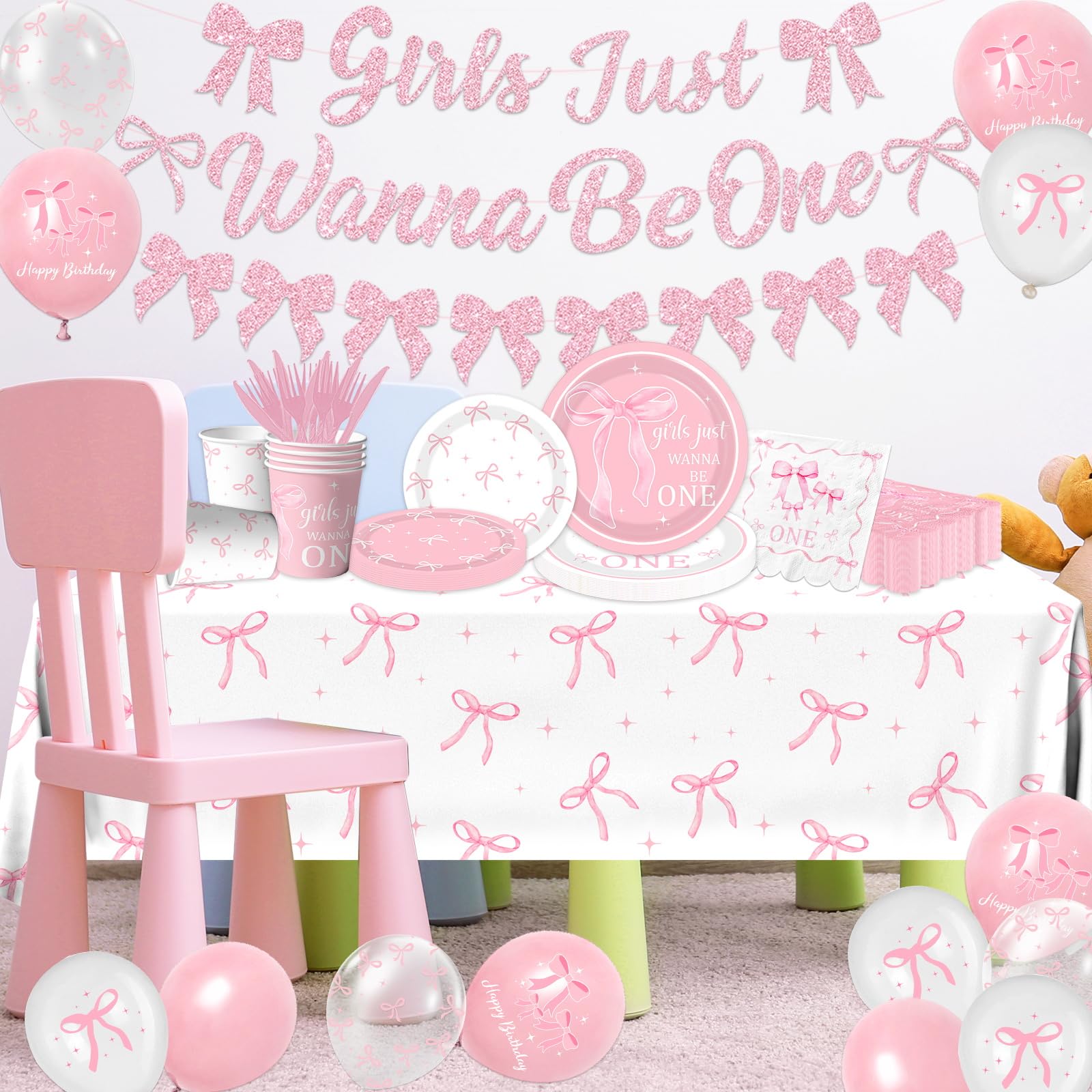 Pymurod pink bow tablecloth ties party tables together