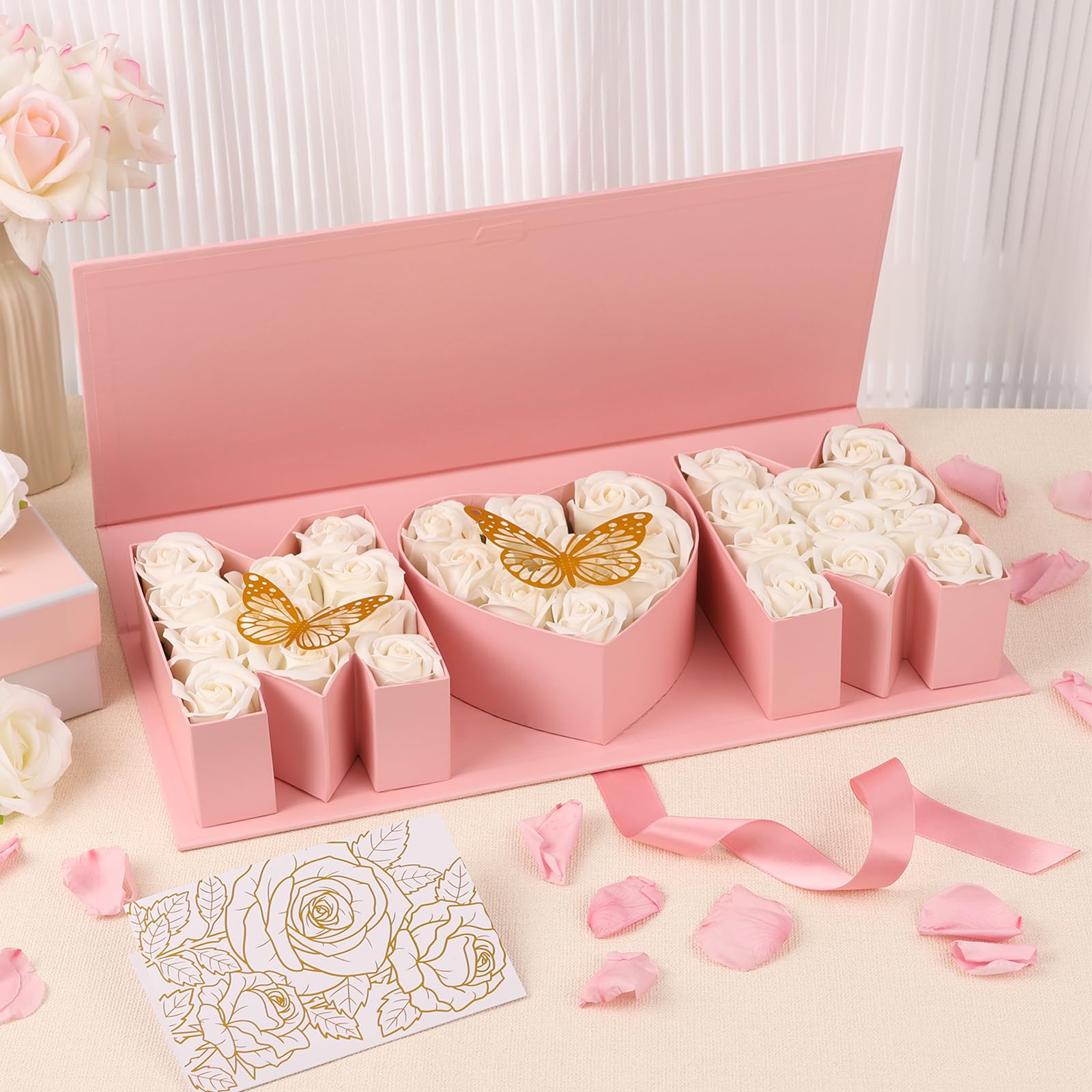 Sturdy cardboard construction of PYQTH flower box protects contents during transport.