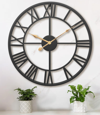 Pytha Sight 30-inch giant wall clock front view with bold Roman numerals for easy time checks.