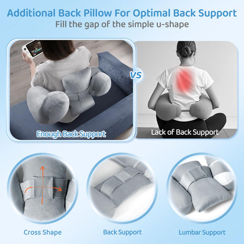 Pyurifai crochet lap pillow extended U-shape for full wrap and elbow support