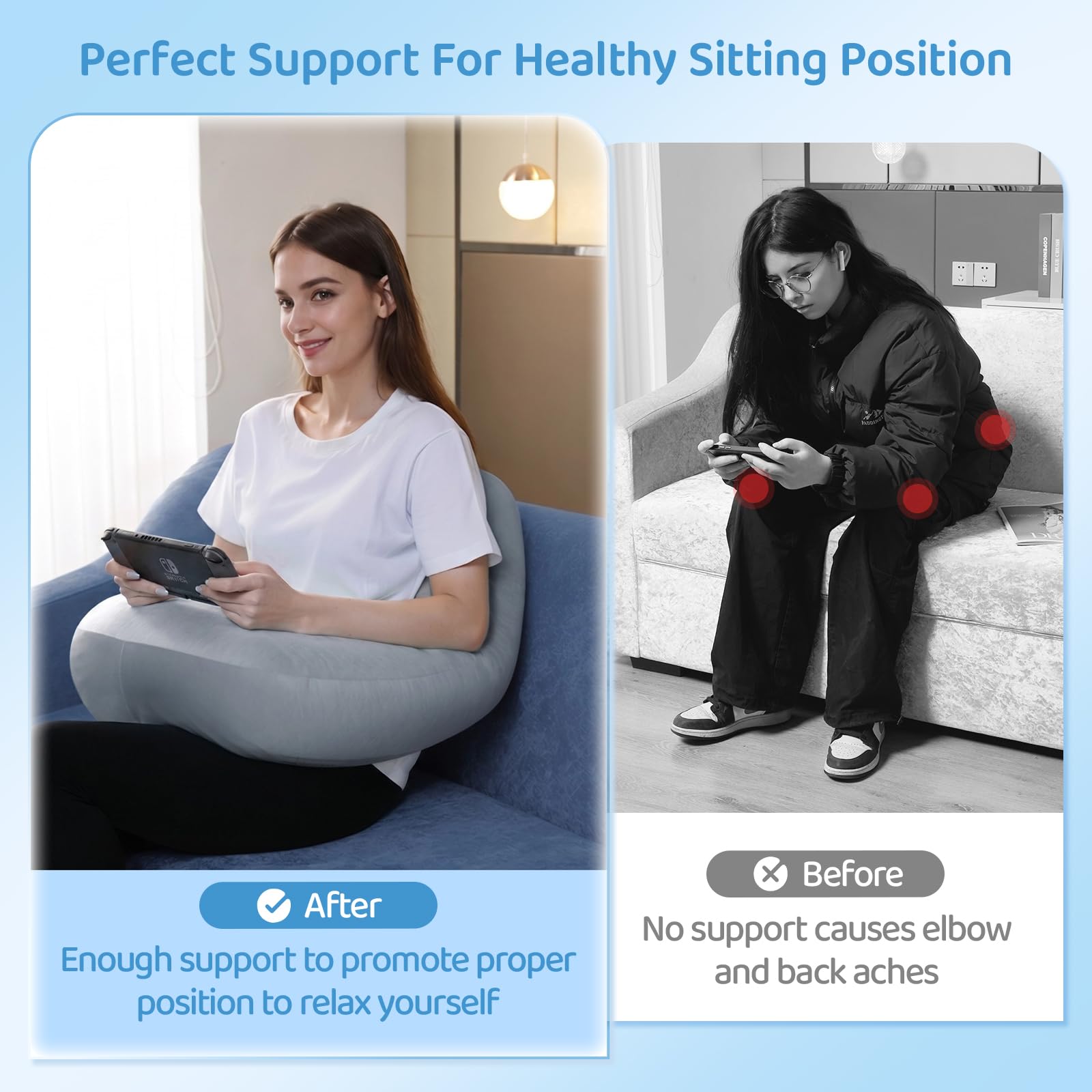 Pyurifai lap pillow multipurpose for reading, gaming, and crocheting