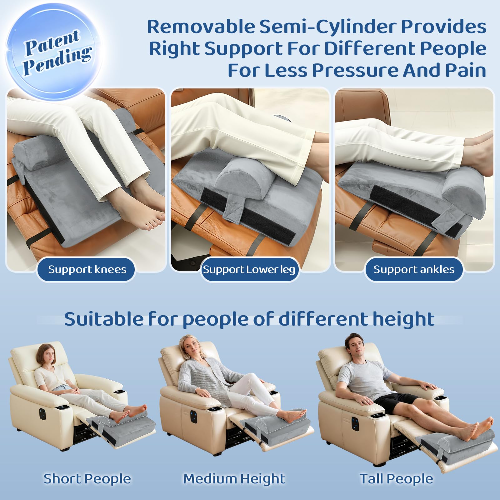 PYURIFAI recliner foot rest cushion height adjustment supports comfortable leg elevation.
