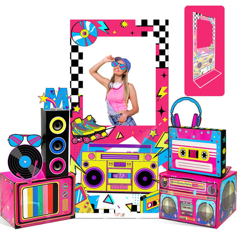 Pzhgoct 80s photo booth backdrop frame enhances group selfies at parties