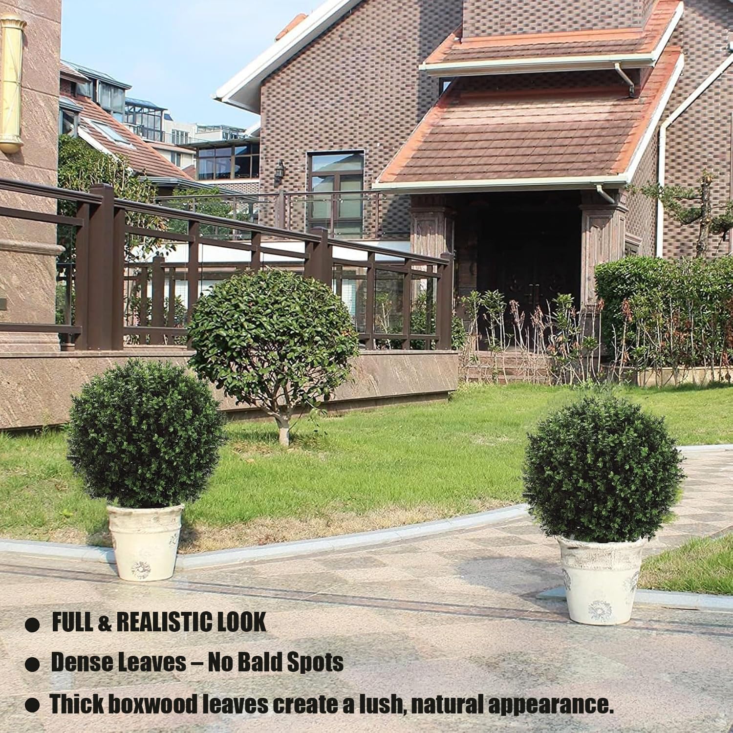 QAOUIEP boxwood topiary decor enhances porches, entryways, and patios with evergreen appeal.