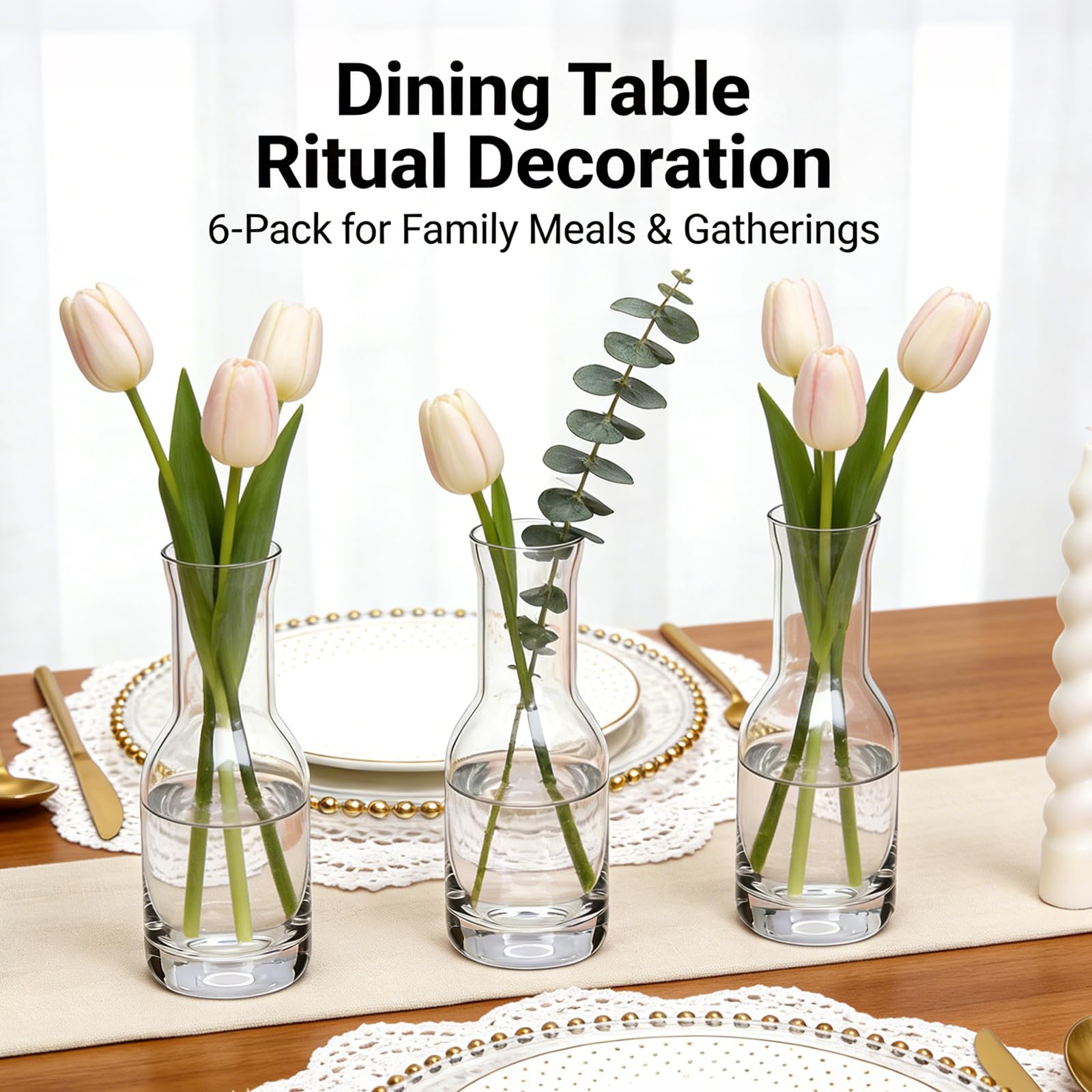 QAPPDA bud vase set of six for table centerpieces
