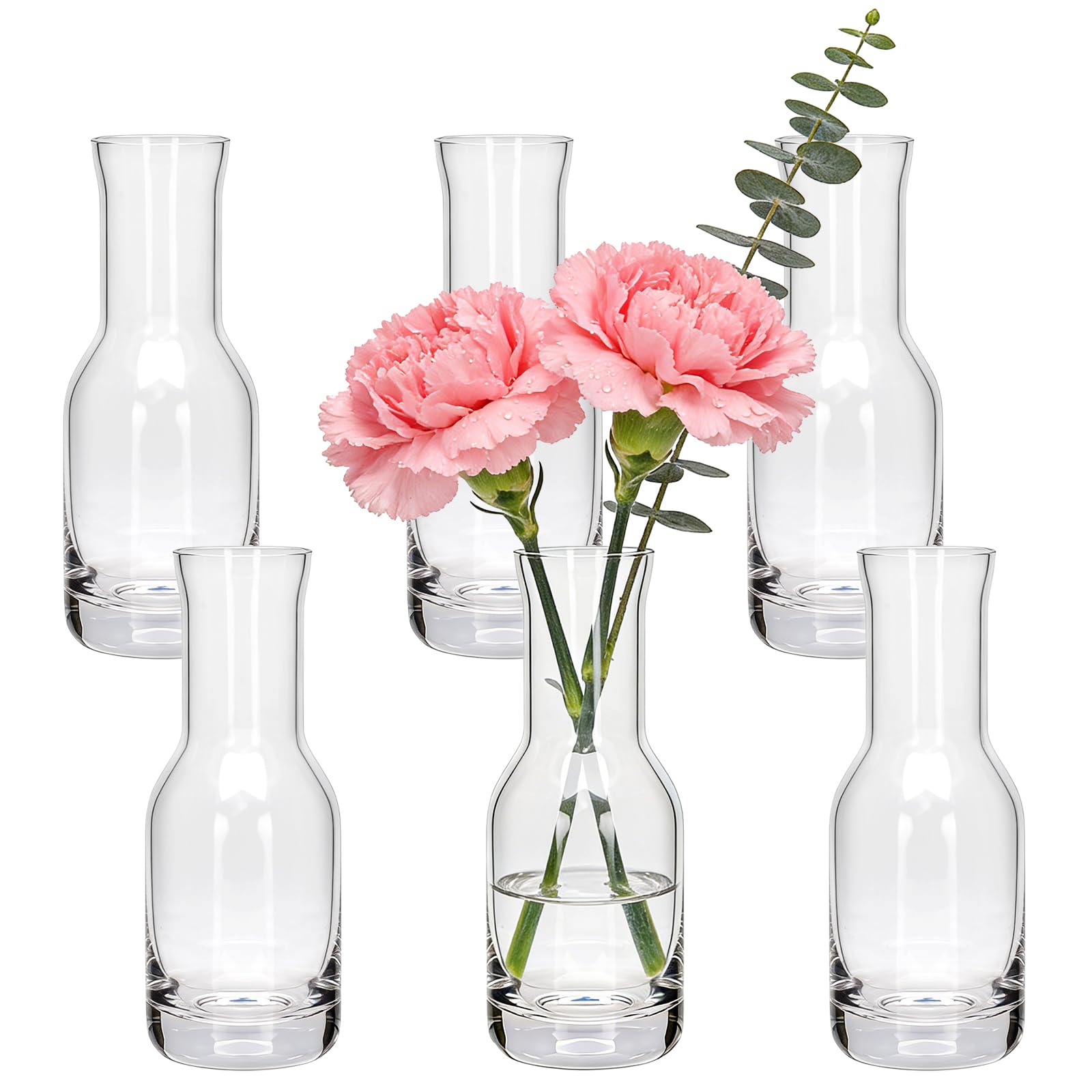 QAPPDA 6-inch clear glass vase top view for elegant floral displays