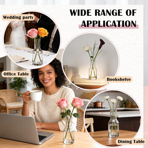 QAPPDA clear glass vase desk decor for home and office
