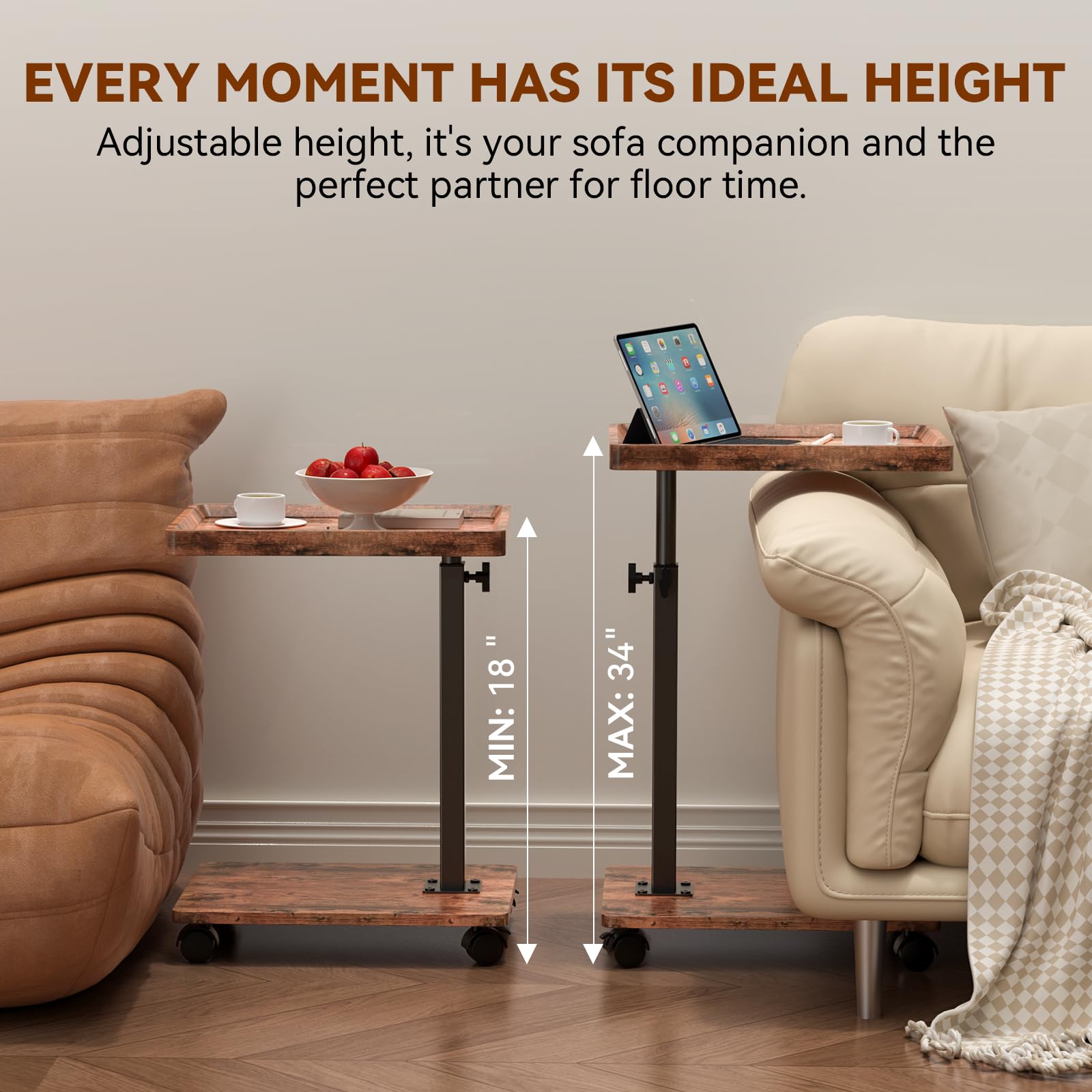QAUUQQ C Table with 360° swivel for flexible workstation or snack setup
