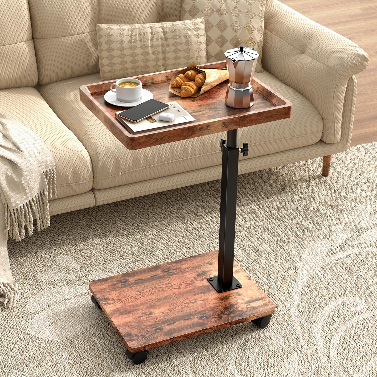 QAUUQQ C Table parked under the sofa for convenient, clutter-free storage