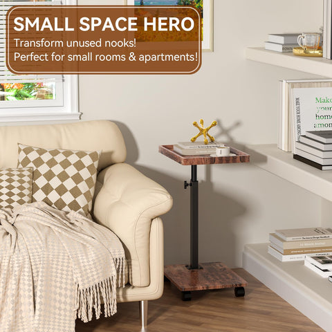 QAUUQQ C Table with rolling wheels for easy repositioning around a room
