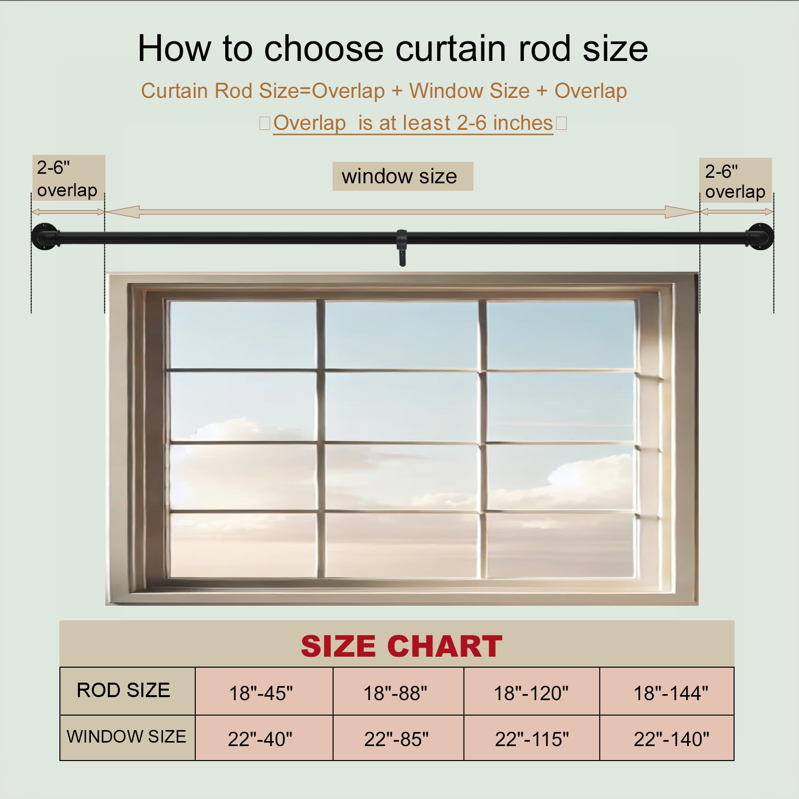 QBMVWF adjustable rod fits 24-80 inch windows, enabling flexible room setups.