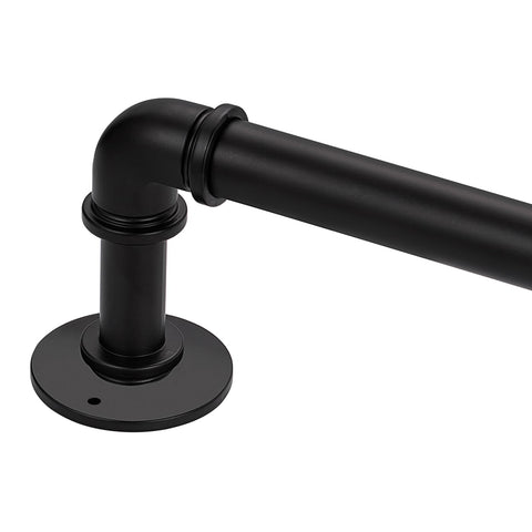 QBMVWF Black industrial pipe curtain rod extended for varied window sizes
