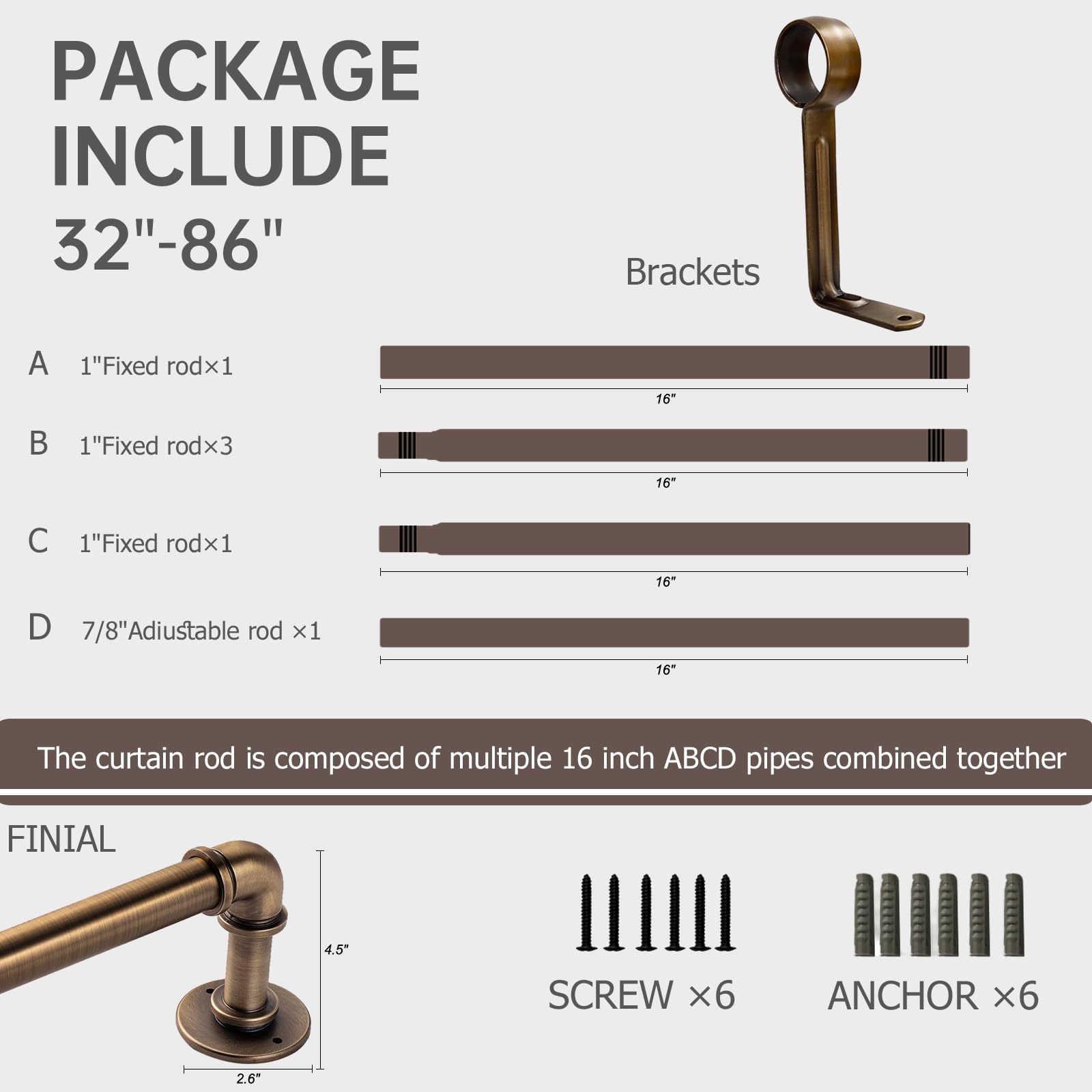 QBMVWF wrap-around curtain rod with anti-slip brackets prevents wobble during daily use.
